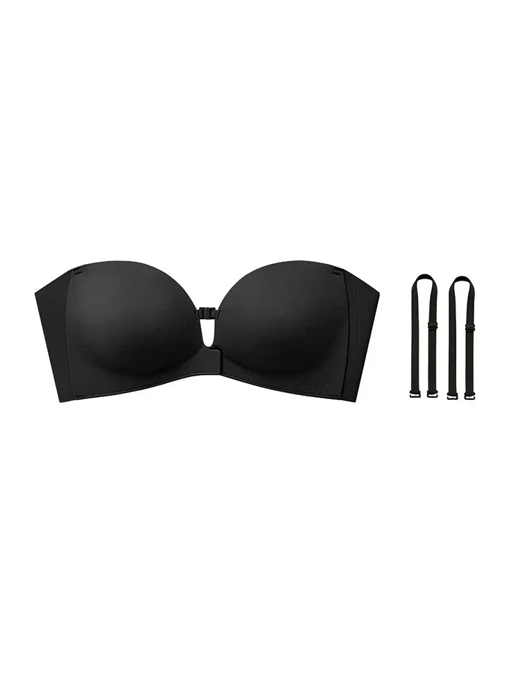 Soutien-gorge bandeau push-up sculptant à fermeture frontale