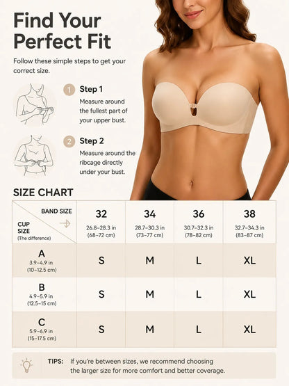 Soutien-gorge bandeau push-up sculptant à fermeture frontale