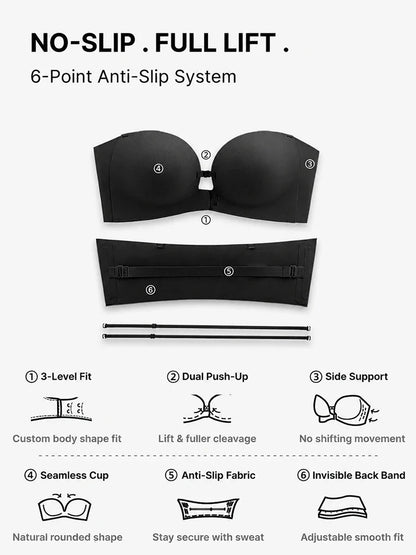 Soutien-gorge bandeau push-up sculptant à fermeture frontale