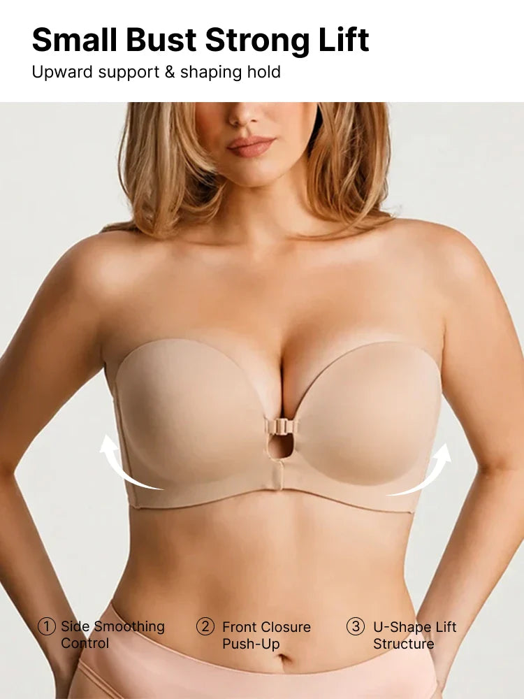 Soutien-gorge bandeau push-up sculptant à fermeture frontale