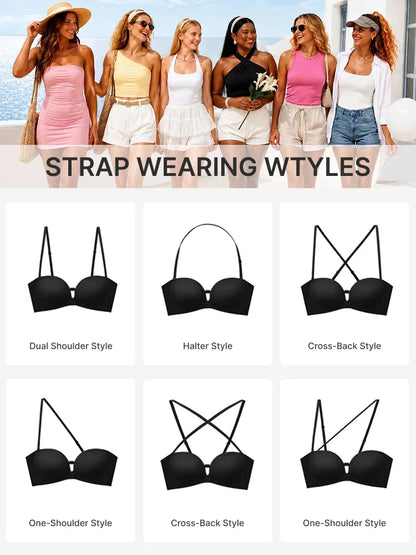 Soutien-gorge bandeau push-up sculptant à fermeture frontale